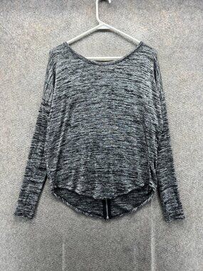Rag & Bone/JEAN Shirt Women XS Gray Long Sleeve Scoop Neck Jersey Zipper Tee